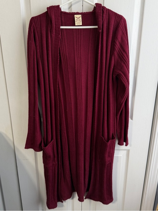 Faded Glory Sweaters - Faded Glory Merlot wine open front duster cardigan size large